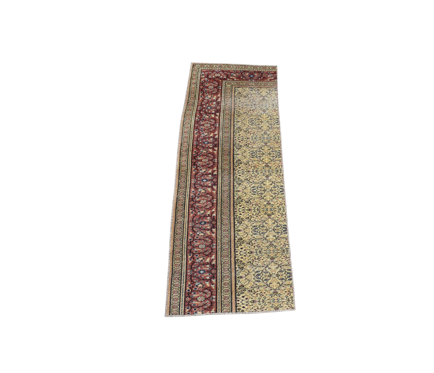 Vintage El Dokuma Çiçekli Bünyan Kayseri Mini Yolluk Yün Halısı 6723