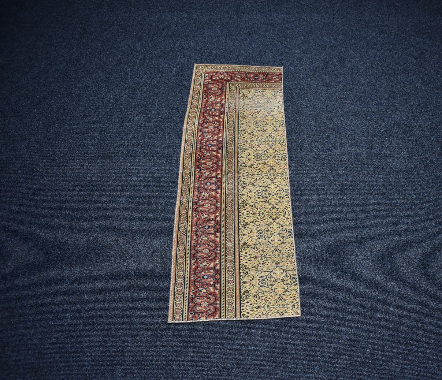 Vintage El Dokuma Çiçekli Bünyan Kayseri Mini Yolluk Yün Halısı 6723