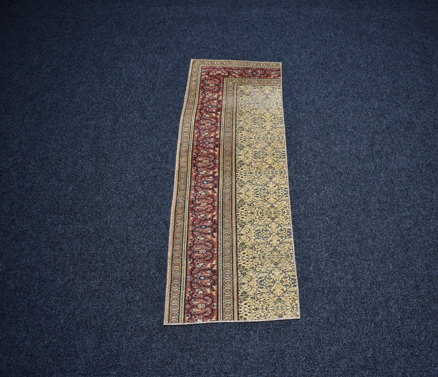 Vintage El Dokuma Çiçekli Bünyan Kayseri Mini Yolluk Yün Halısı 6723