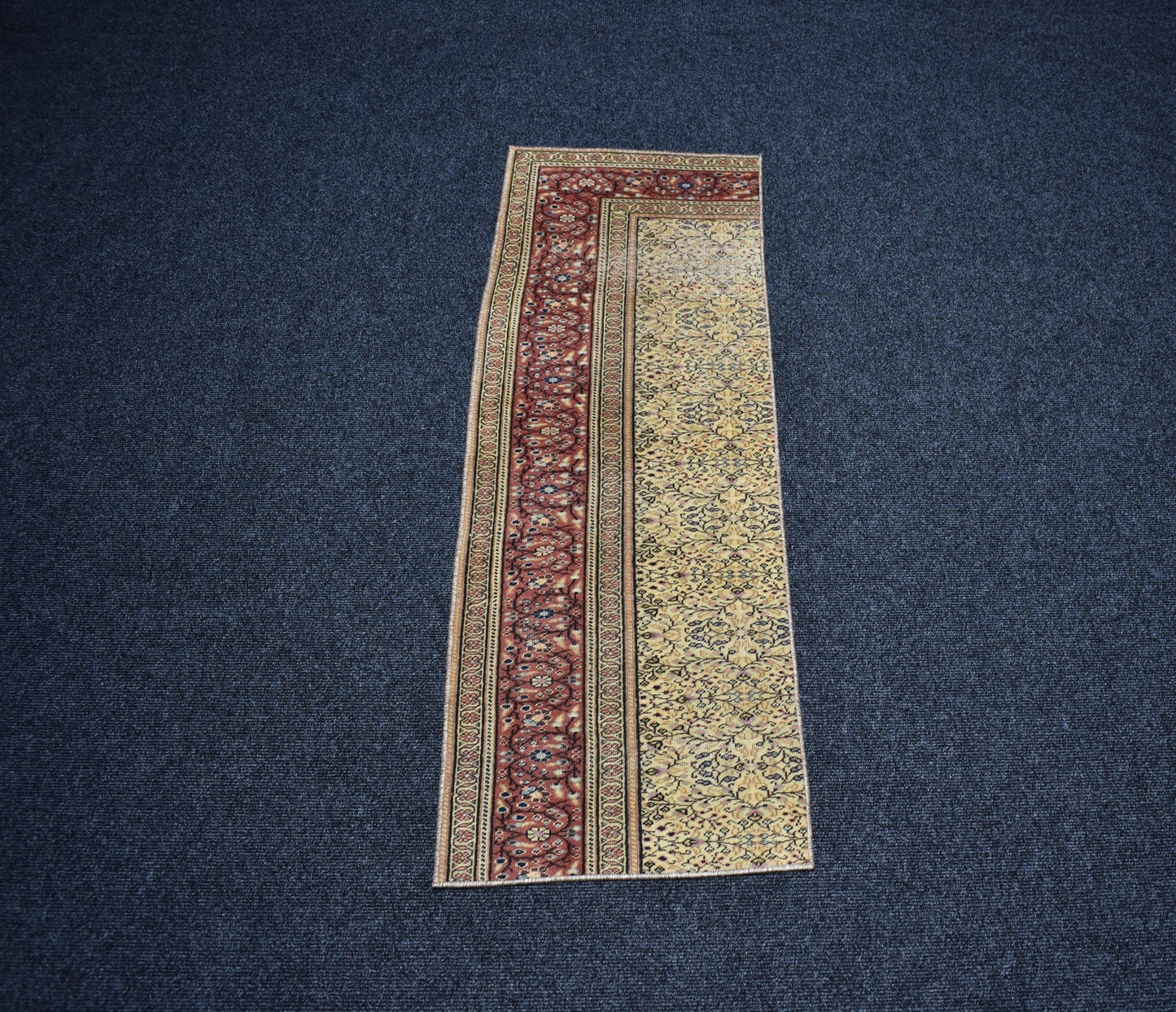 Vintage El Dokuma Çiçekli Bünyan Kayseri Mini Yolluk Yün Halısı 6723