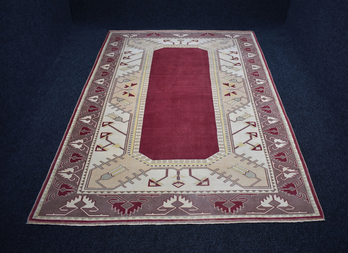 Vintage El Dokuma 6m2 Eskitme Modern Benzersiz Milas Yün Halı 6725