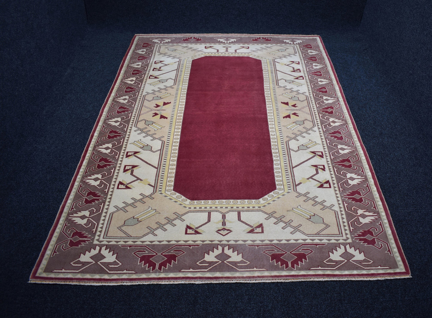 Vintage El Dokuma 6m2 Eskitme Modern Benzersiz Milas Yün Halı 6725