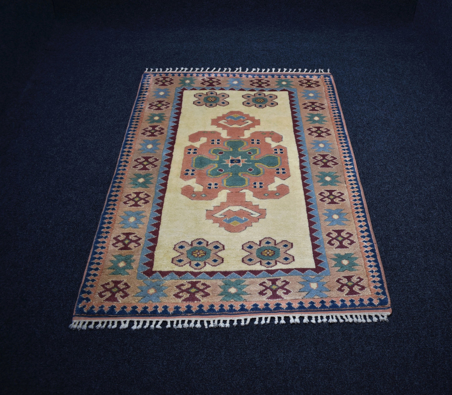 Yeni El Dokuma Otantik Kirman Oygulu İzmir Antik Yörük Yün Halı 6729