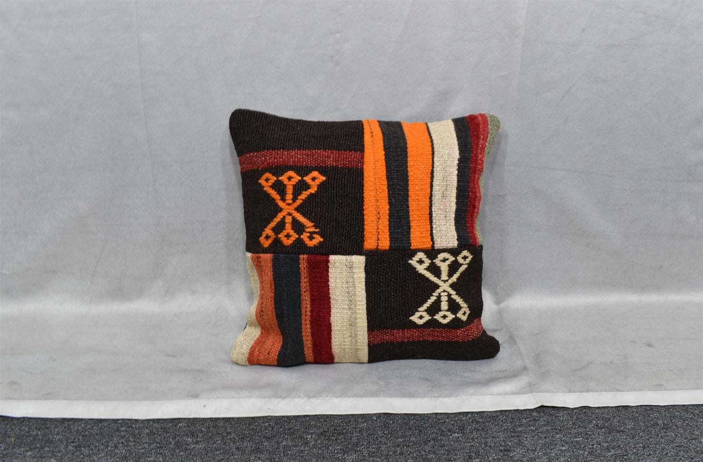 Yeni El Dokuma Patchwork Kırkyama Dekoratif Kilim Kırlent Yastık Kılıfı 6764