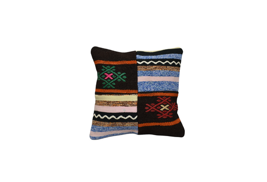 Yeni El Dokuma Patchwork Kırkyama Dekoratif Kilim Kırlent Yastık Kılıfı 6769