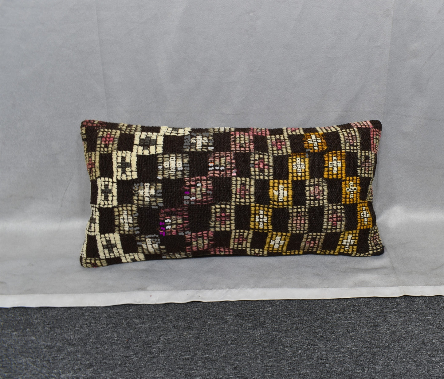 Yeni El Dokuma Dekoratif Lumbar Kilim Kırlent Yastık Kılıfı 6850