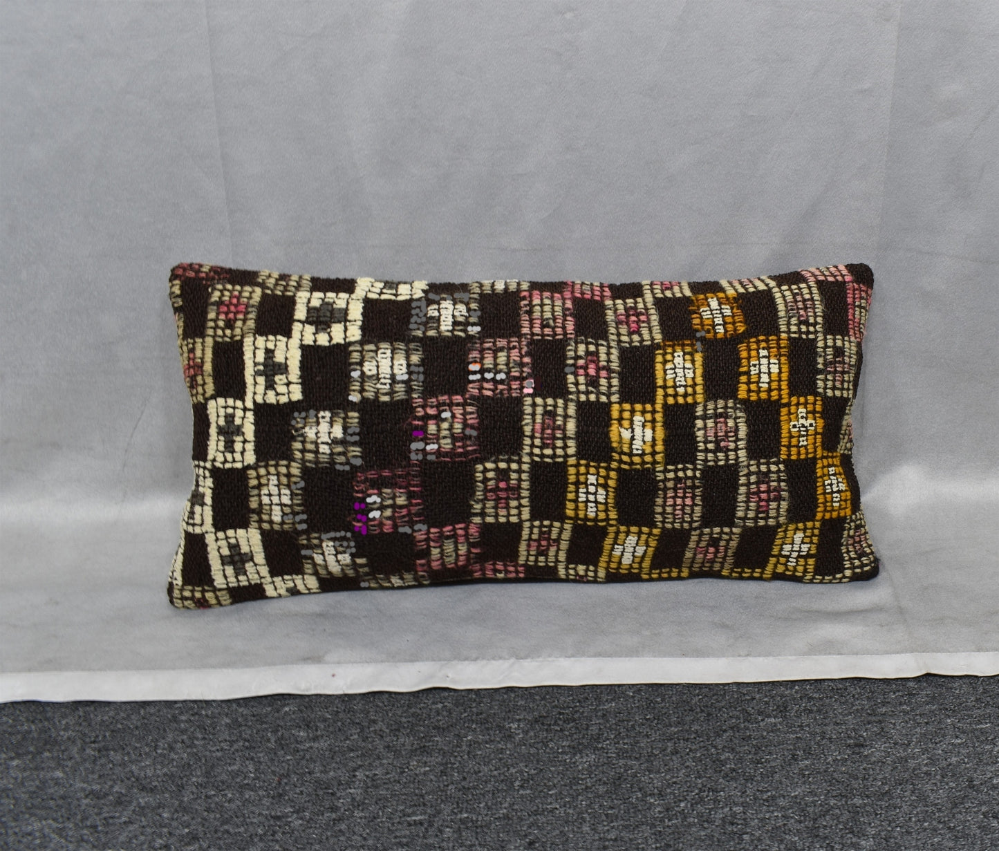 Yeni El Dokuma Dekoratif Lumbar Kilim Kırlent Yastık Kılıfı 6850
