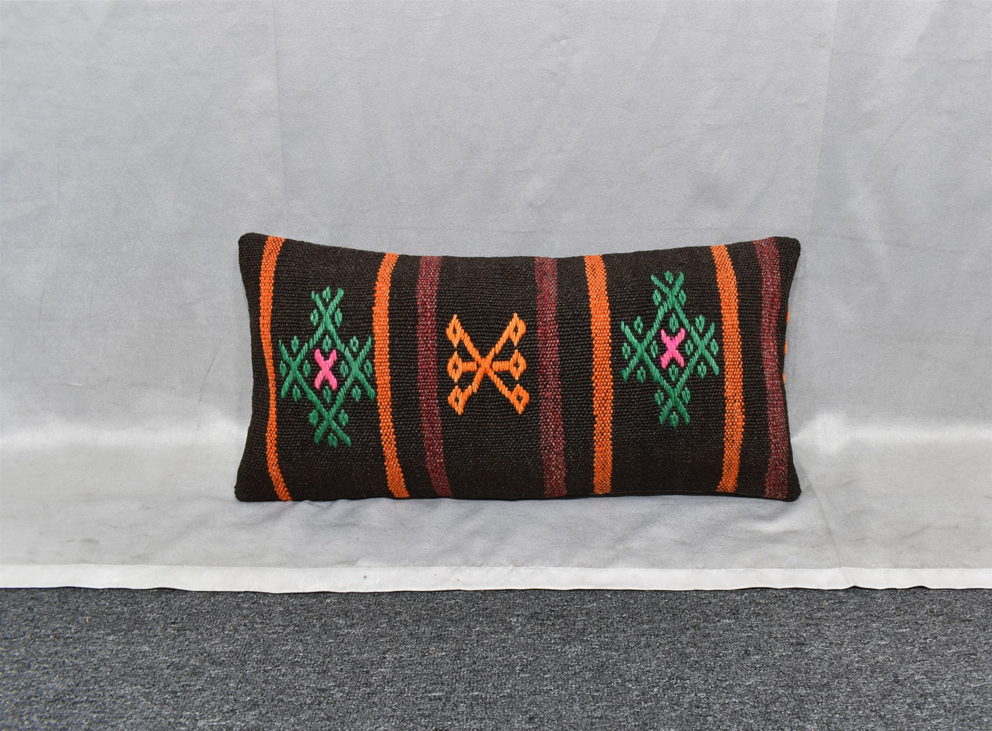 Yeni El Dokuma Dekoratif Lumbar Kilim Kırlent Yastık Kılıfı 6874