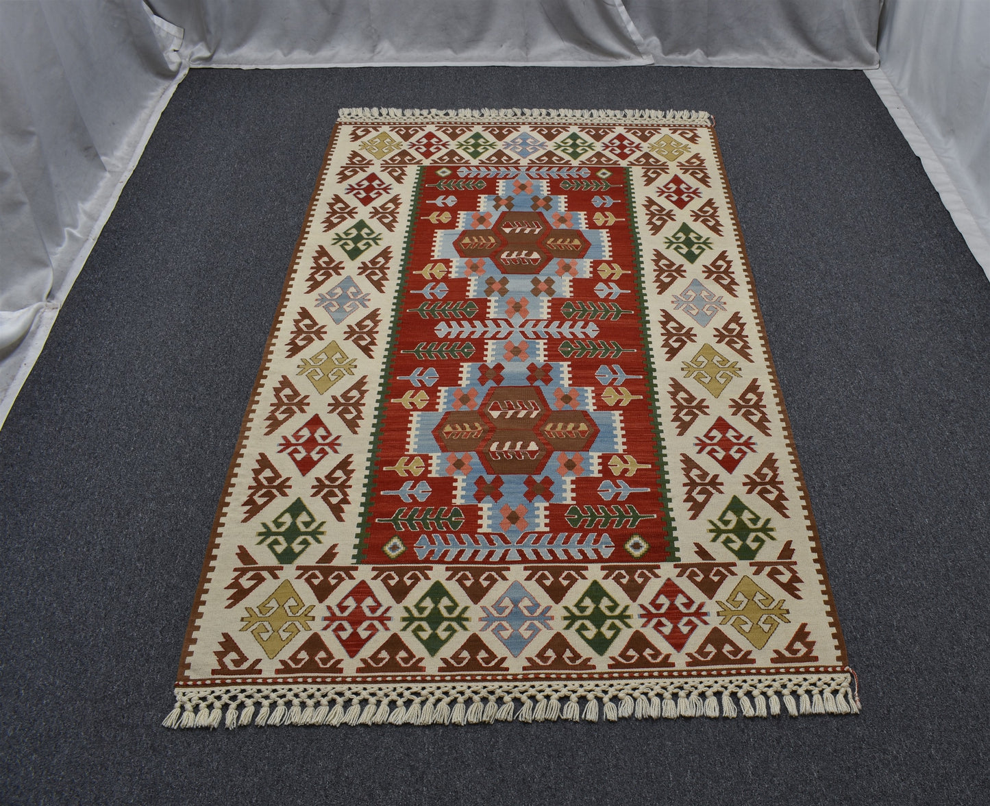 Yeni El Dokuma Başyapıt Yüncü Yörük Bergama Balıkesir Yün Kilim 6925