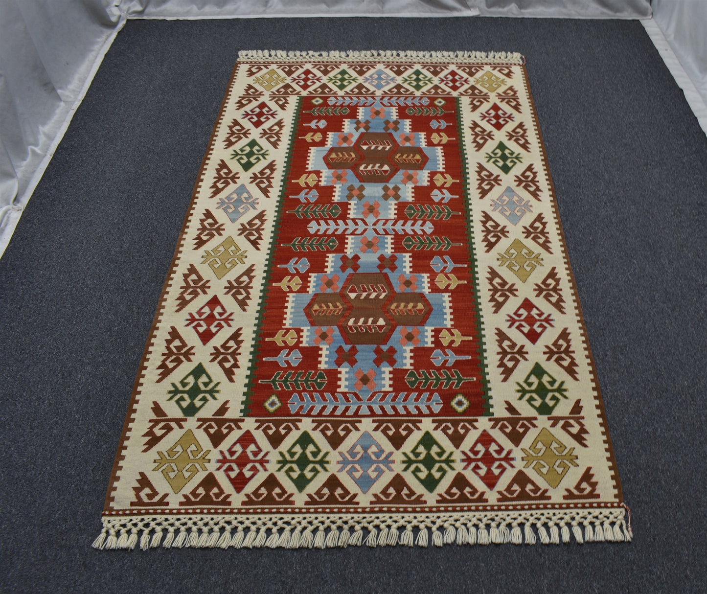 Yeni El Dokuma Başyapıt Yüncü Yörük Bergama Balıkesir Yün Kilim 6925