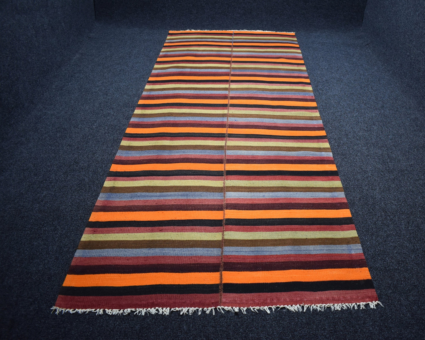 El Dokuması Benzersiz Yekpare Başyapıt Çubuklu Sivas Yün Kilim 6927