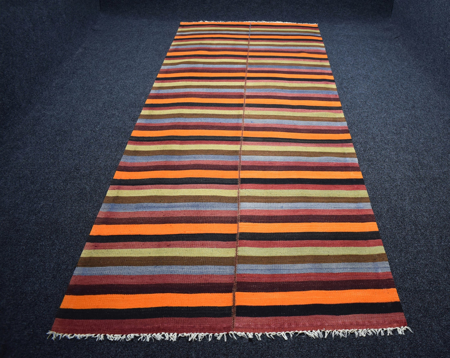 El Dokuması Benzersiz Yekpare Başyapıt Çubuklu Sivas Yün Kilim 6927