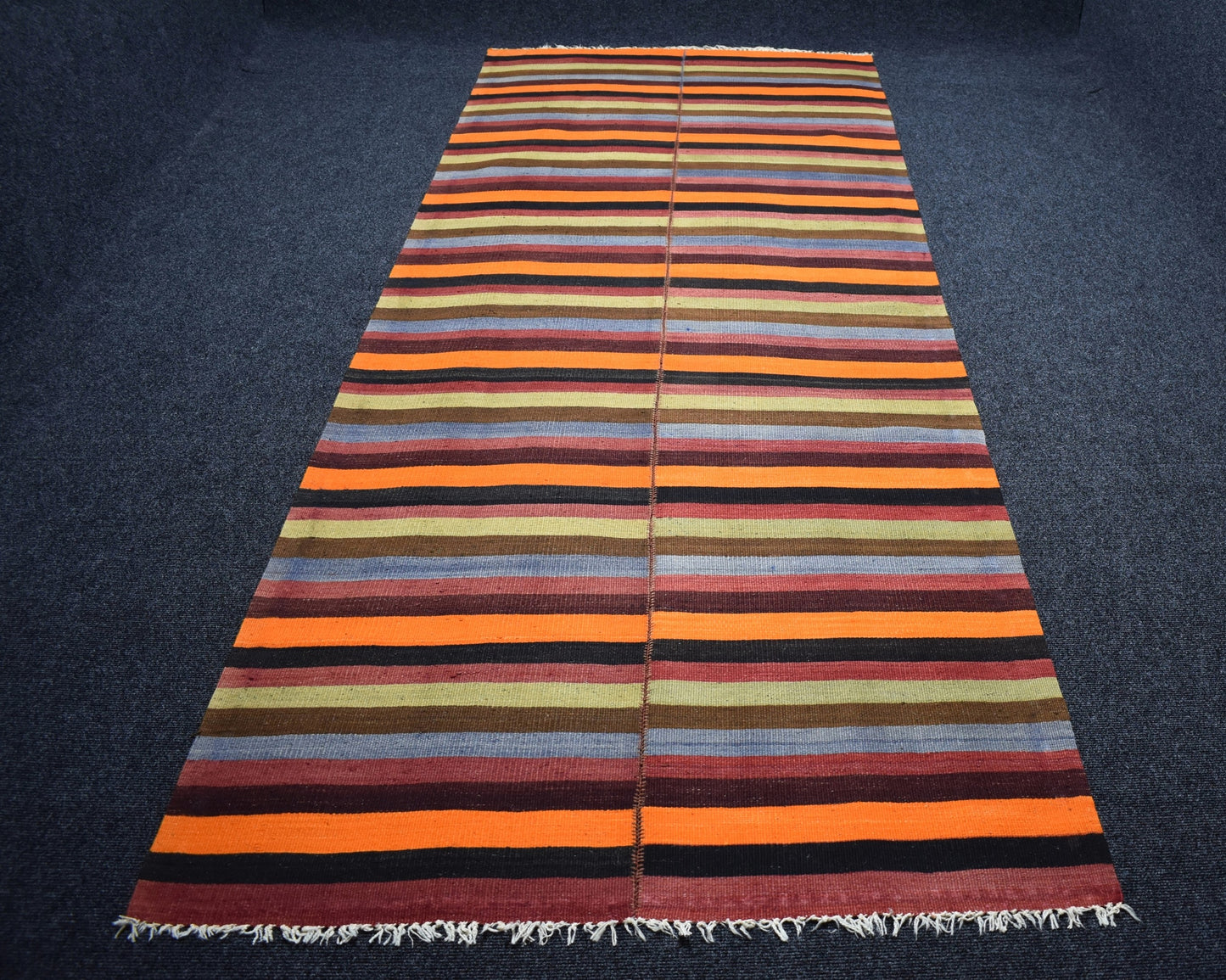 El Dokuması Benzersiz Yekpare Başyapıt Çubuklu Sivas Yün Kilim 6927