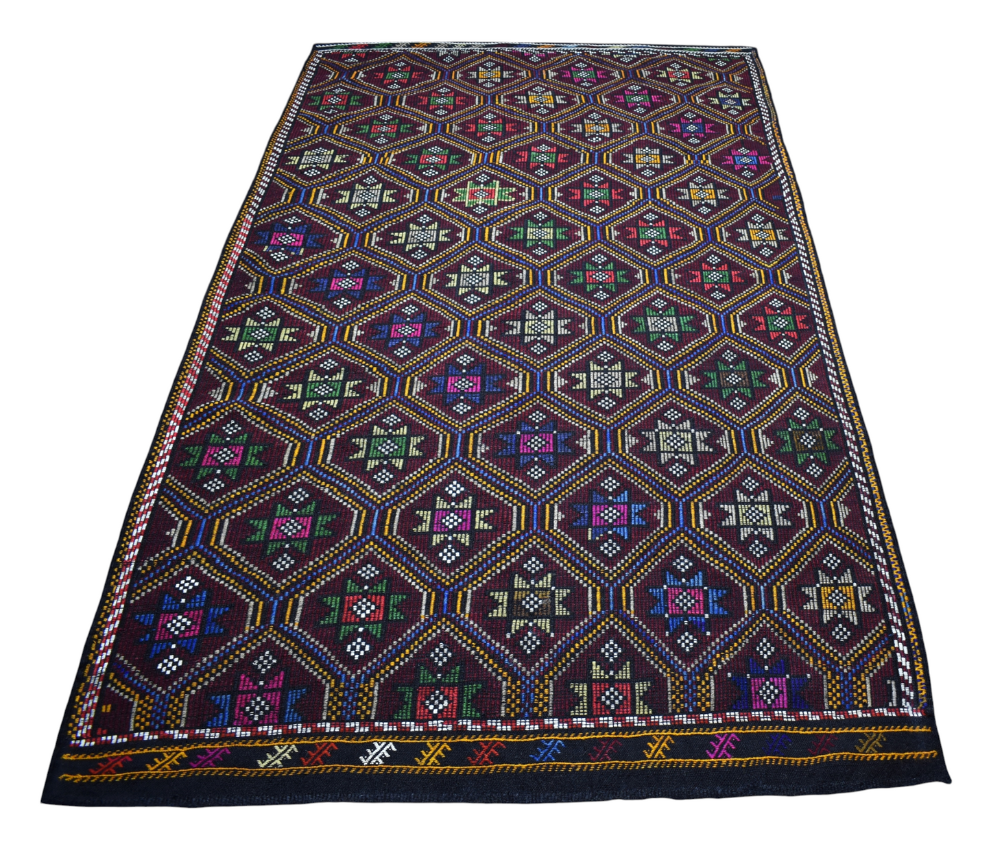 El Dokuması Otantik Karapınar Yekpare Yörük Yün Cecim Kilim 6936