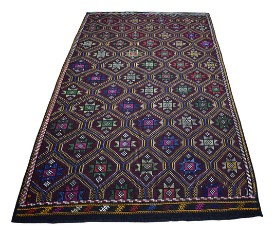 El Dokuması Otantik Karapınar Yekpare Yörük Yün Cecim Kilim 6936