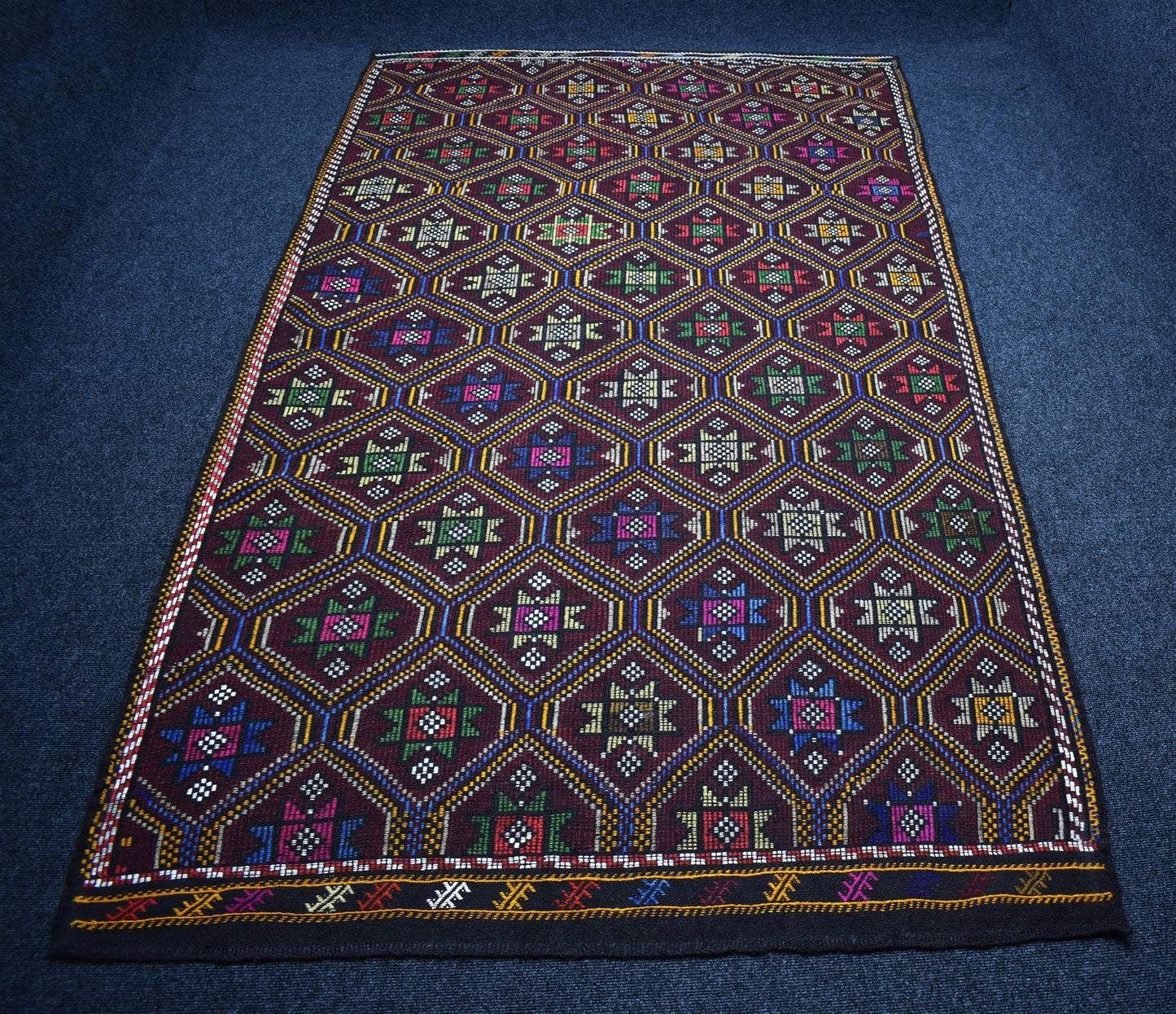 El Dokuması Otantik Karapınar Yekpare Yörük Yün Cecim Kilim 6936