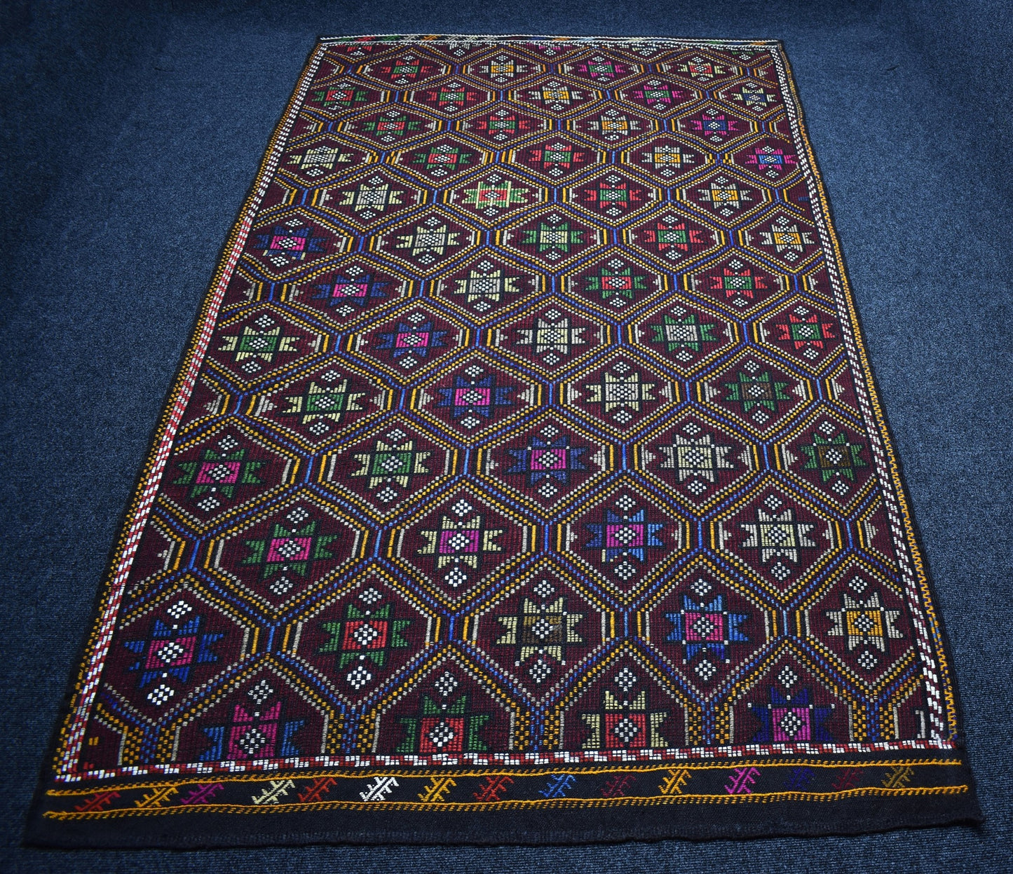 El Dokuması Otantik Karapınar Yekpare Yörük Yün Cecim Kilim 6936