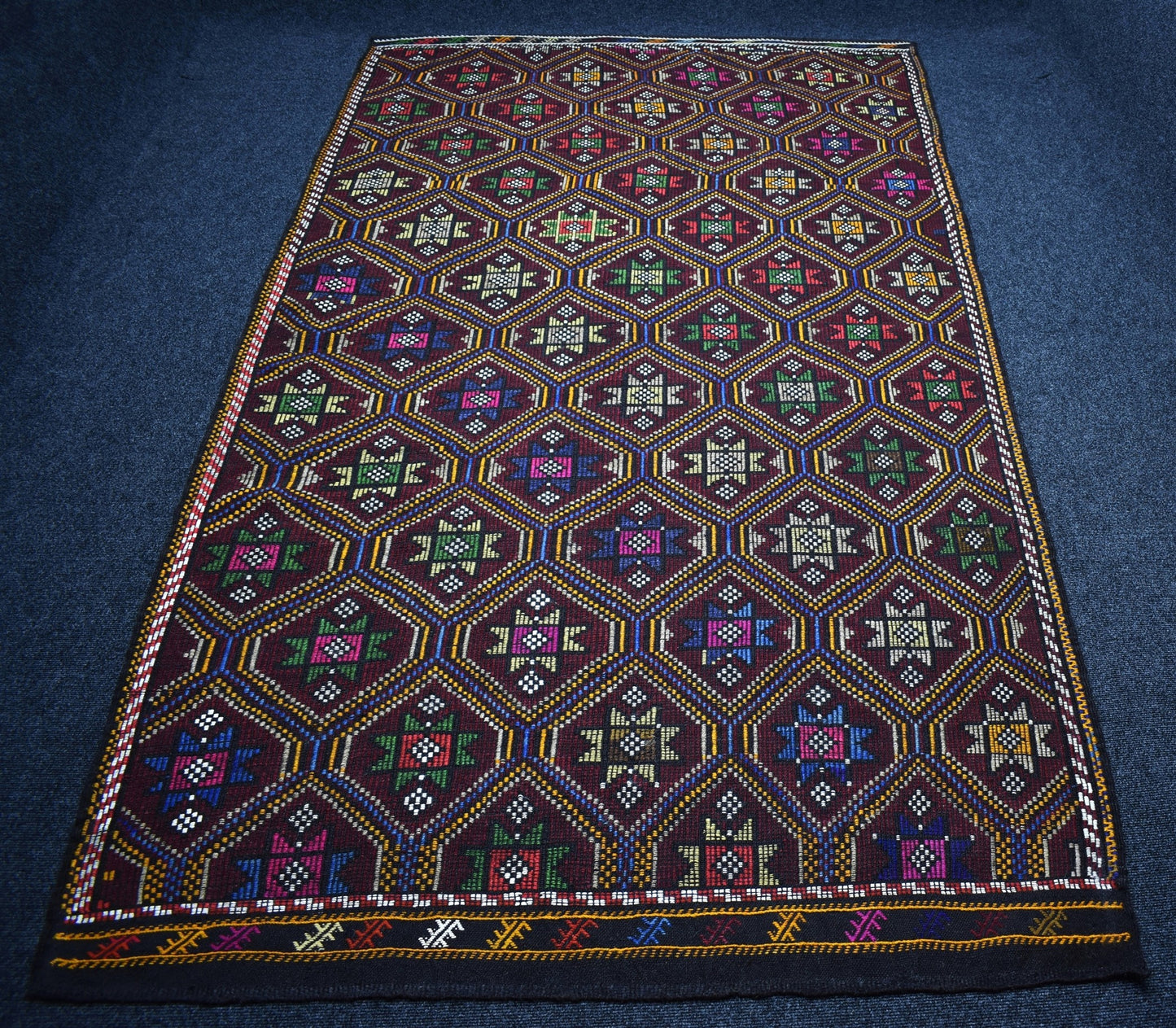 El Dokuması Otantik Karapınar Yekpare Yörük Yün Cecim Kilim 6936