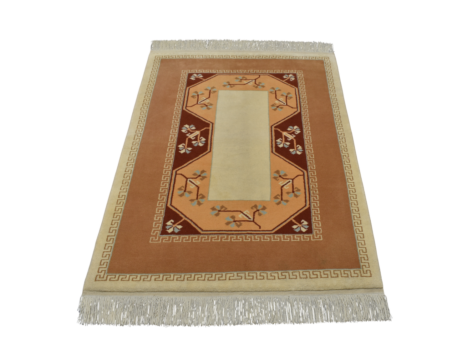 Yeni El Dokuma Modern Bej Sade Milas Yün Halı 6991