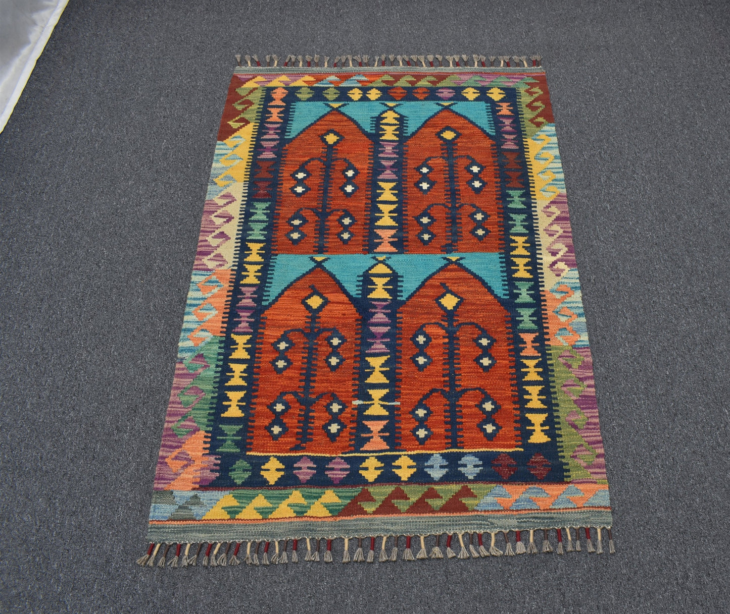 Yeni El Dokuma Kemaliye Horasan Türkmenleri Çatal Kapılı Yün Kilim 6994