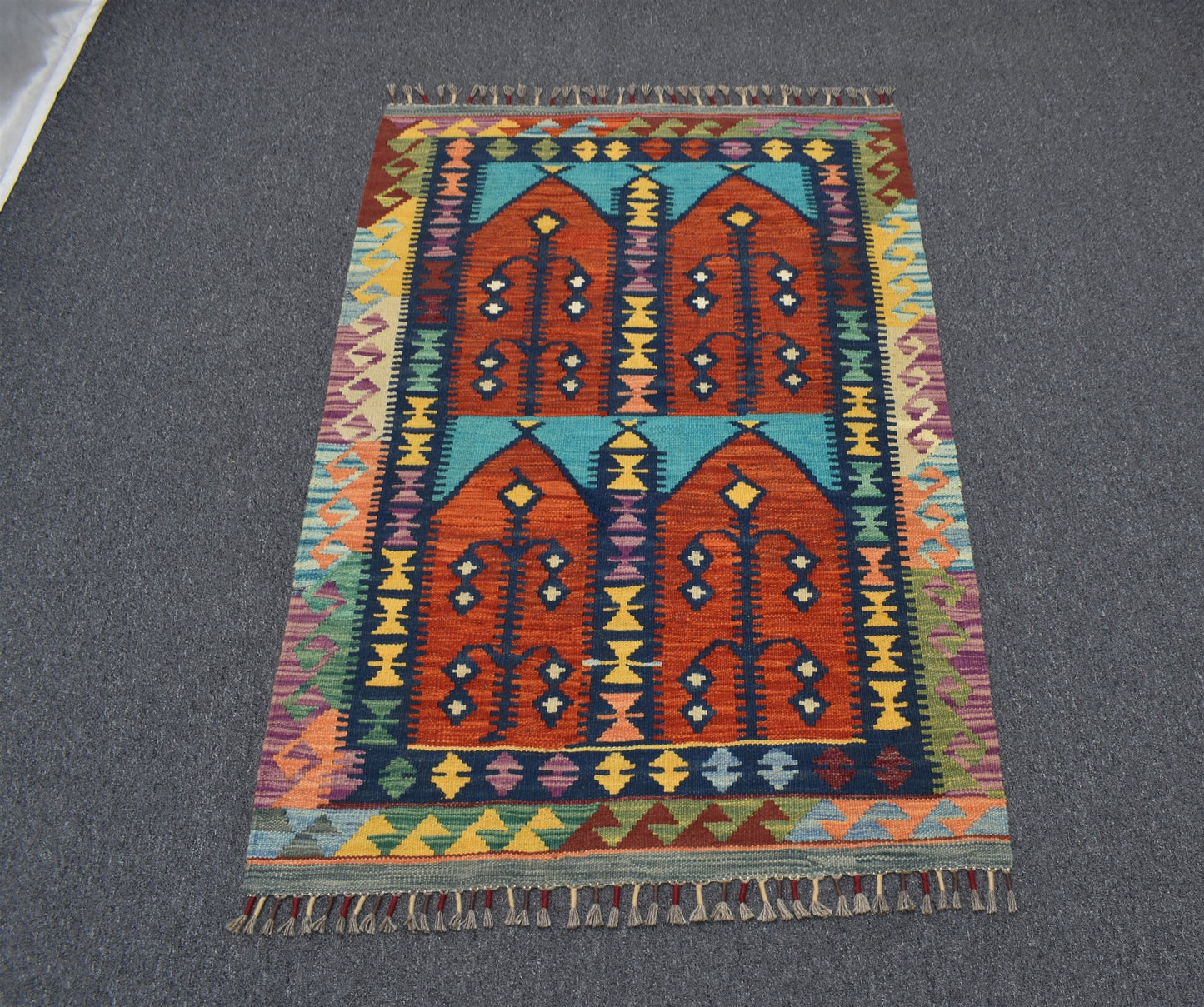 Yeni El Dokuma Kemaliye Horasan Türkmenleri Çatal Kapılı Yün Kilim 6994