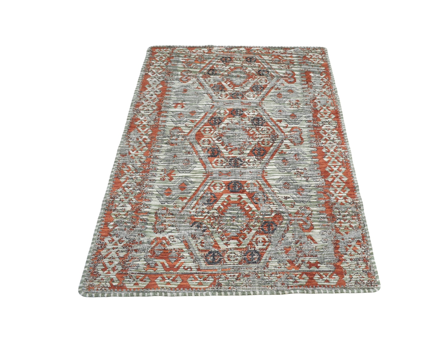 Vintage Görkemli Pastel Bukleli Pamuklu Kilim 7011