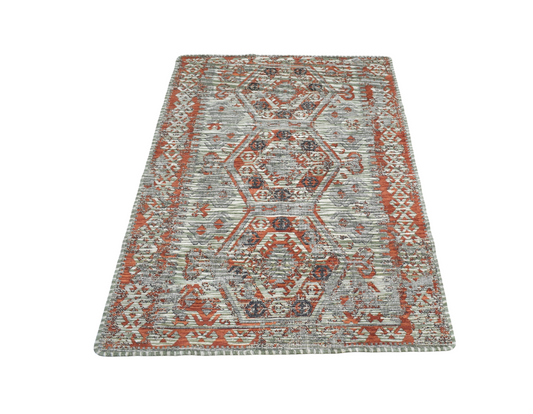 Vintage Görkemli Pastel Bukleli Pamuklu Kilim 7011