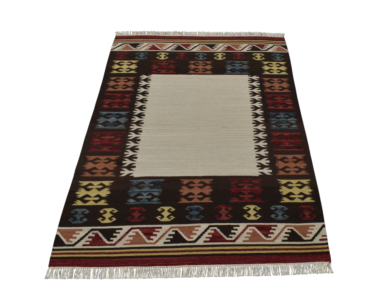 Yeni El Dokuma Tasarım Okyanus Dalgalı Döşemealtı Yün Kilim 7024