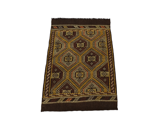 El Dokuması Nadir Geometrik Karapınar Yörük Yün Cecim Kilim 7025