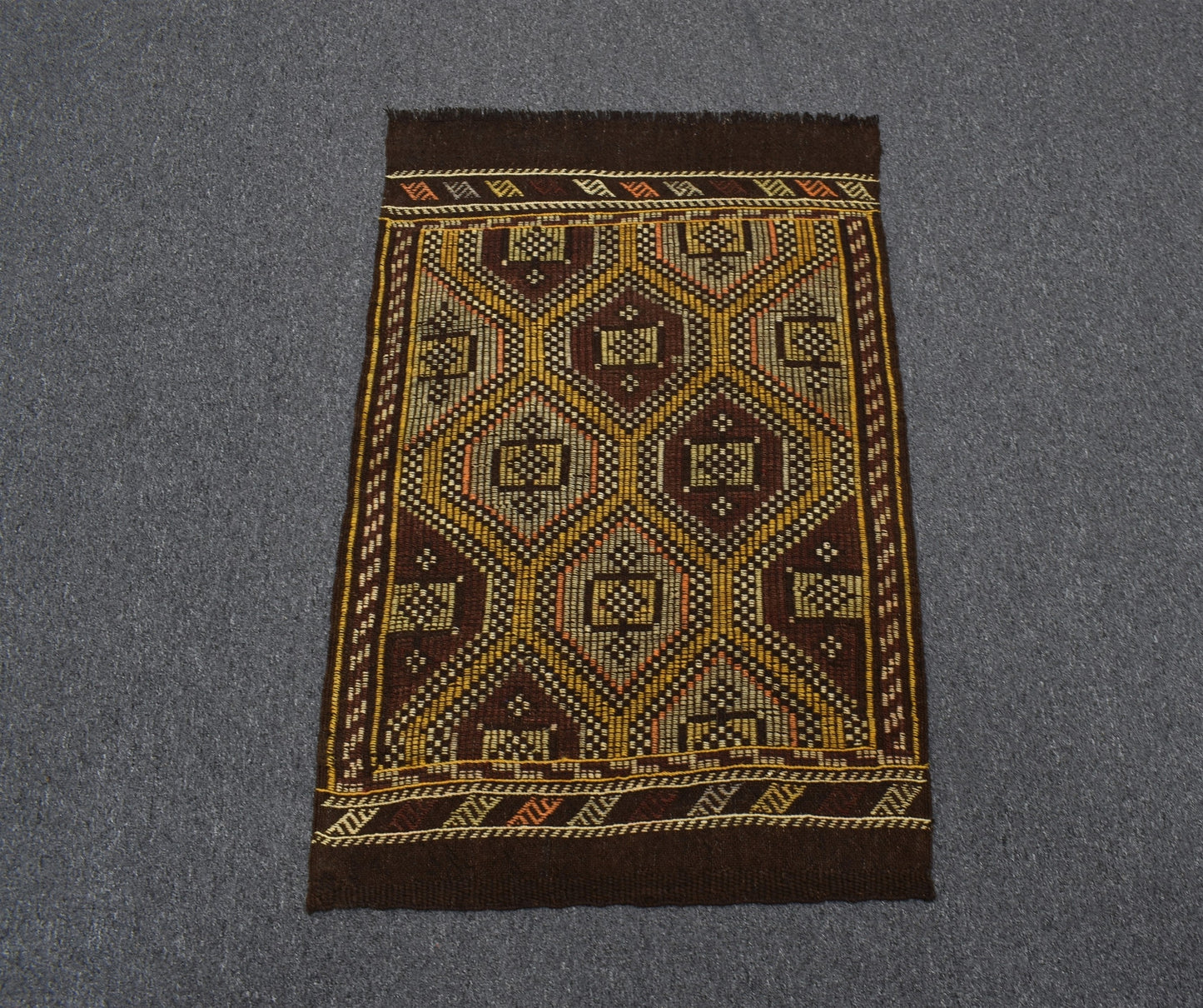 El Dokuması Nadir Geometrik Karapınar Yörük Yün Cecim Kilim 7025