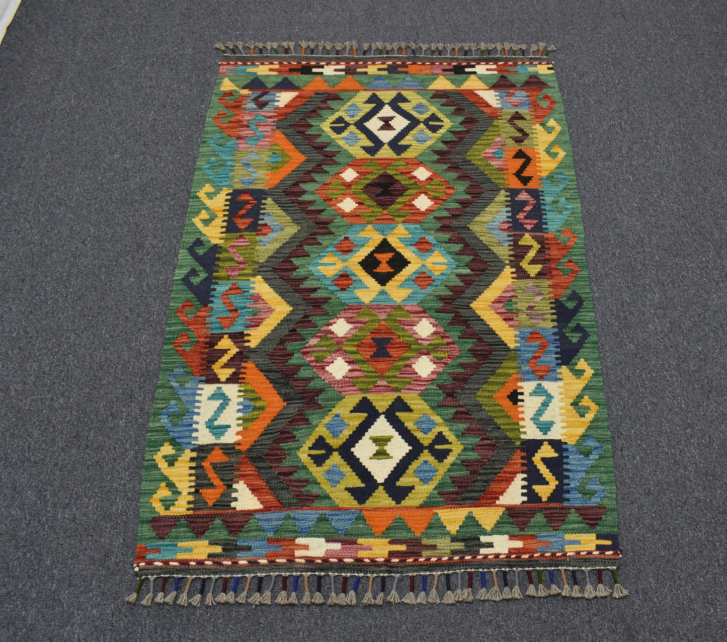 Yeni El Dokuma Çok Renkli Cerit Yörükleri Meşhed İran Yün Kilim 7027
