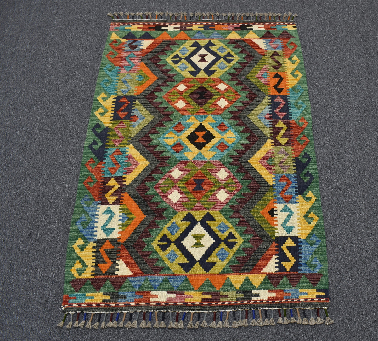 Yeni El Dokuma Çok Renkli Cerit Yörükleri Meşhed İran Yün Kilim 7027