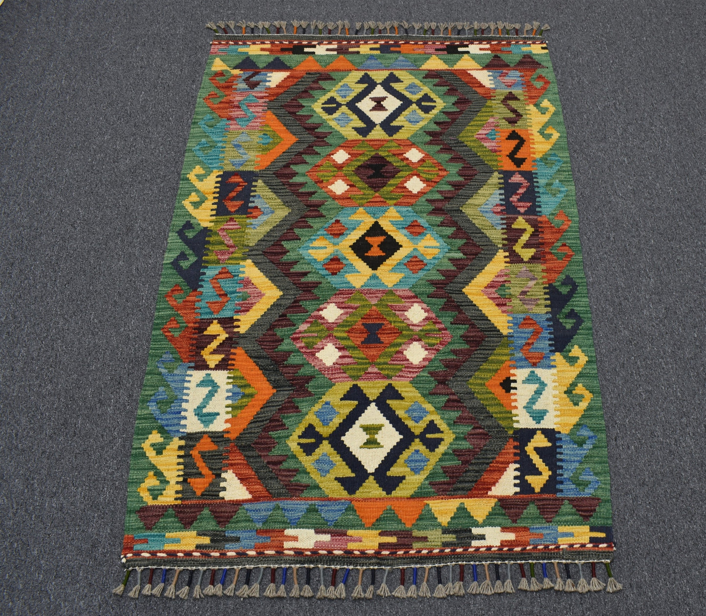 Yeni El Dokuma Çok Renkli Cerit Yörükleri Meşhed İran Yün Kilim 7027
