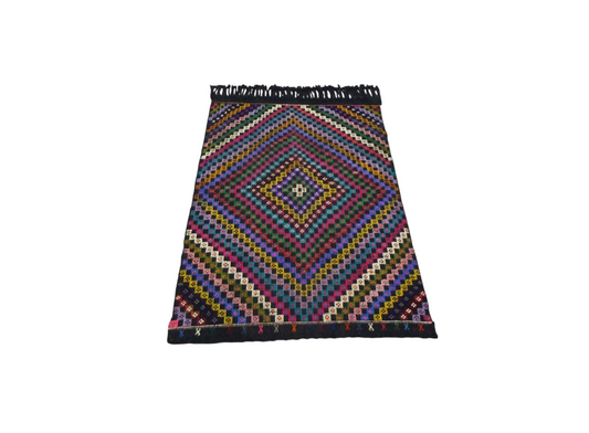 El Dokuma Benzersiz Ender Karapınar Yörük Pamuklu Kilim 7031