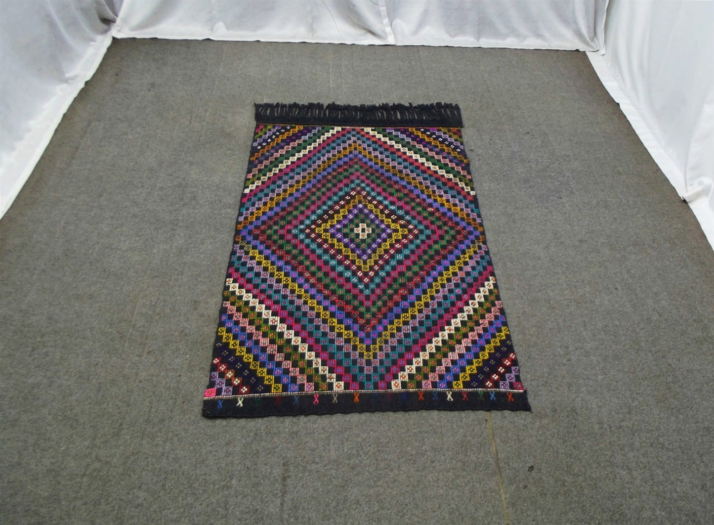 El Dokuma Benzersiz Ender Karapınar Yörük Pamuklu Kilim 7031