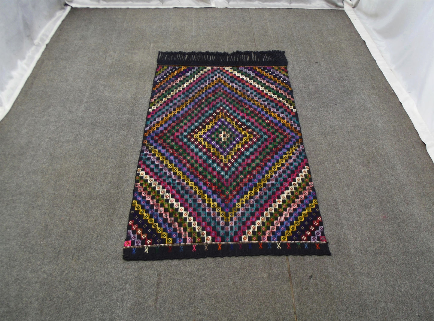 El Dokuma Benzersiz Ender Karapınar Yörük Pamuklu Kilim 7031
