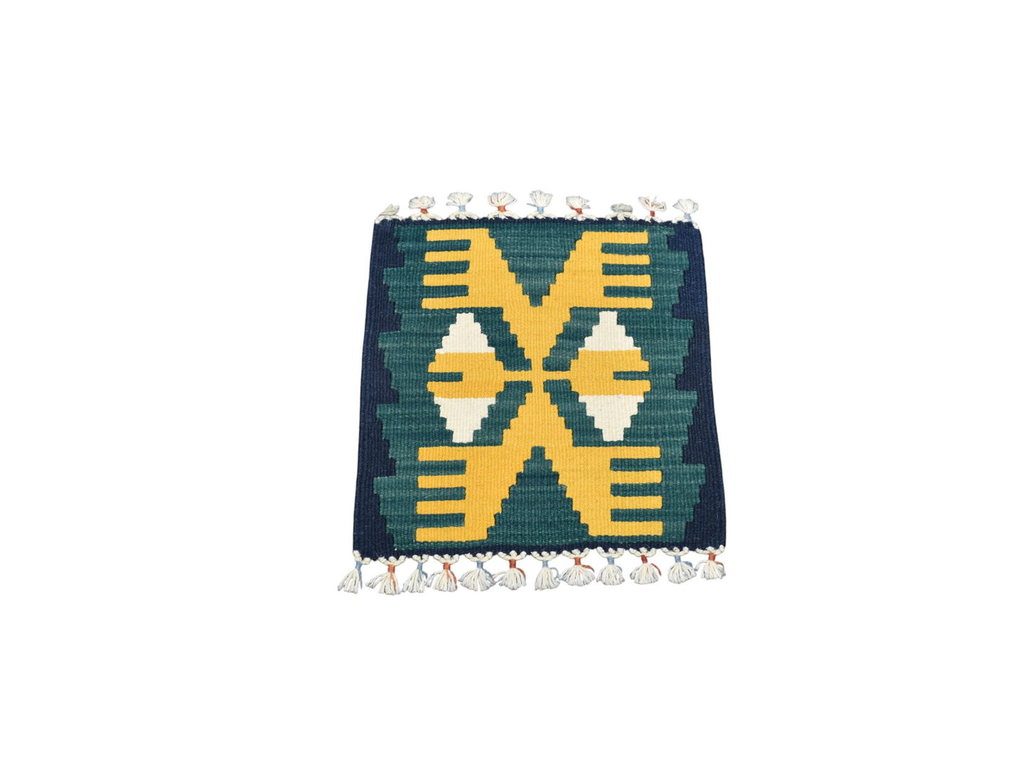 Yeni El Dokuma Kare Köşe Sandalye Minderi Pınarbaşı Kayseri Yün Kilim 7034