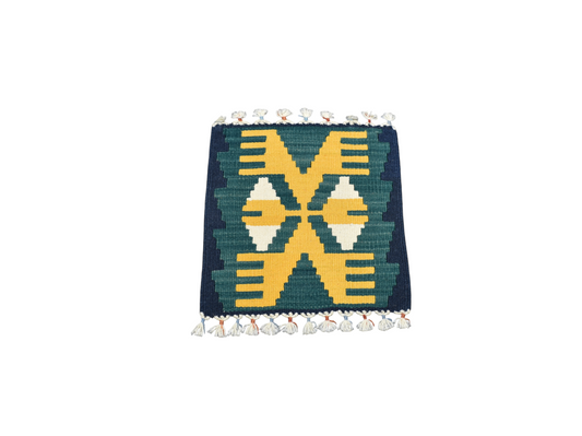 Yeni El Dokuma Kare Köşe Sandalye Minderi Pınarbaşı Kayseri Yün Kilim 7034