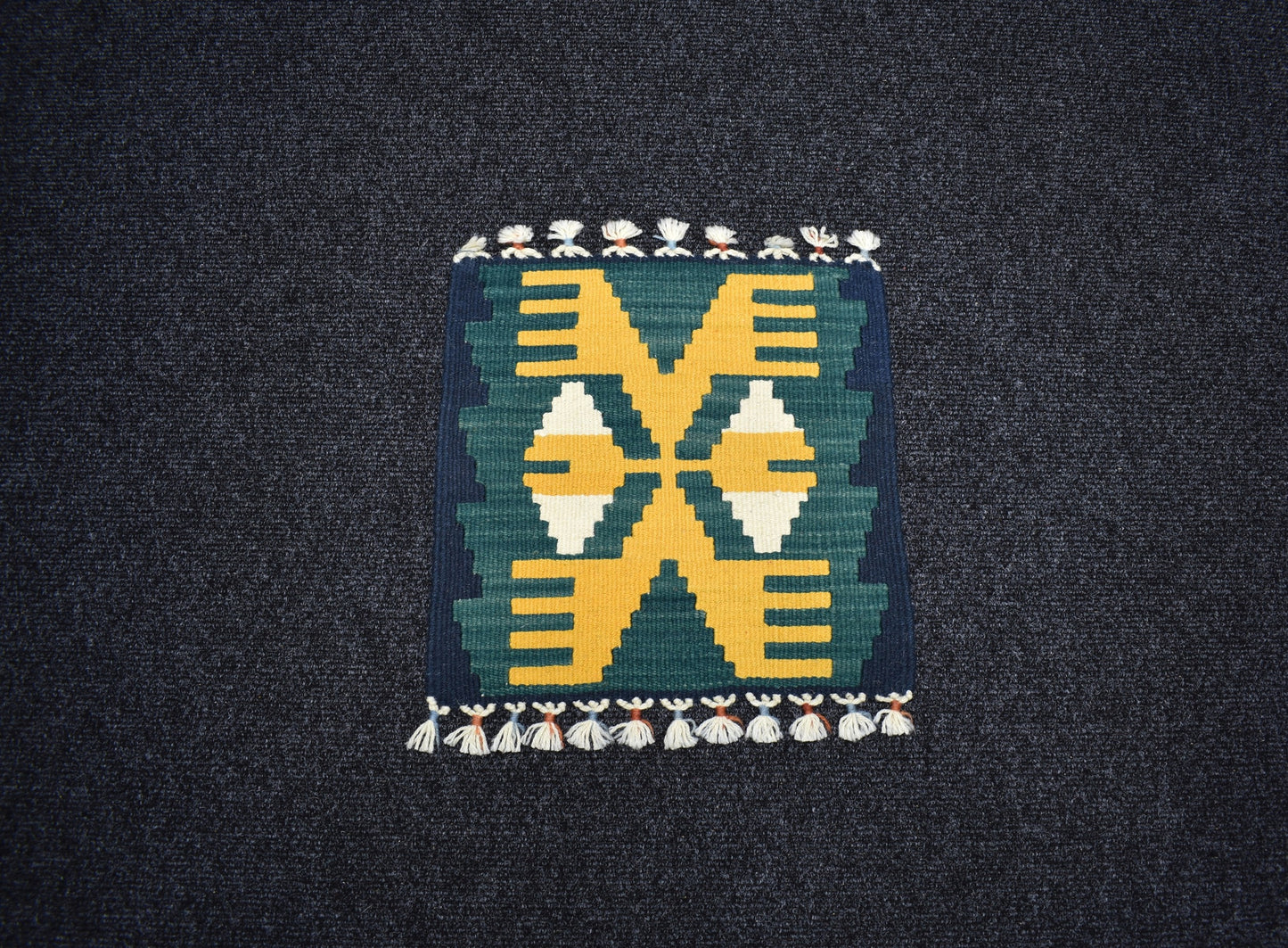 Yeni El Dokuma Kare Köşe Sandalye Minderi Pınarbaşı Kayseri Yün Kilim 7034