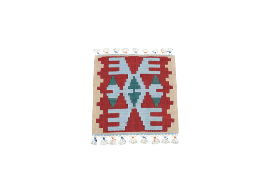 Yeni El Dokuma Kare Köşe Sandalye Minderi Pınarbaşı Kayseri Yün Kilim 7035
