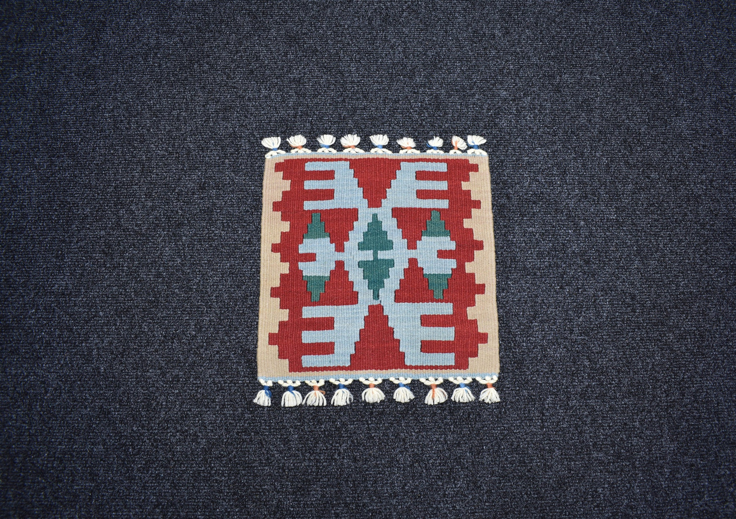 Yeni El Dokuma Kare Köşe Sandalye Minderi Pınarbaşı Kayseri Yün Kilim 7035