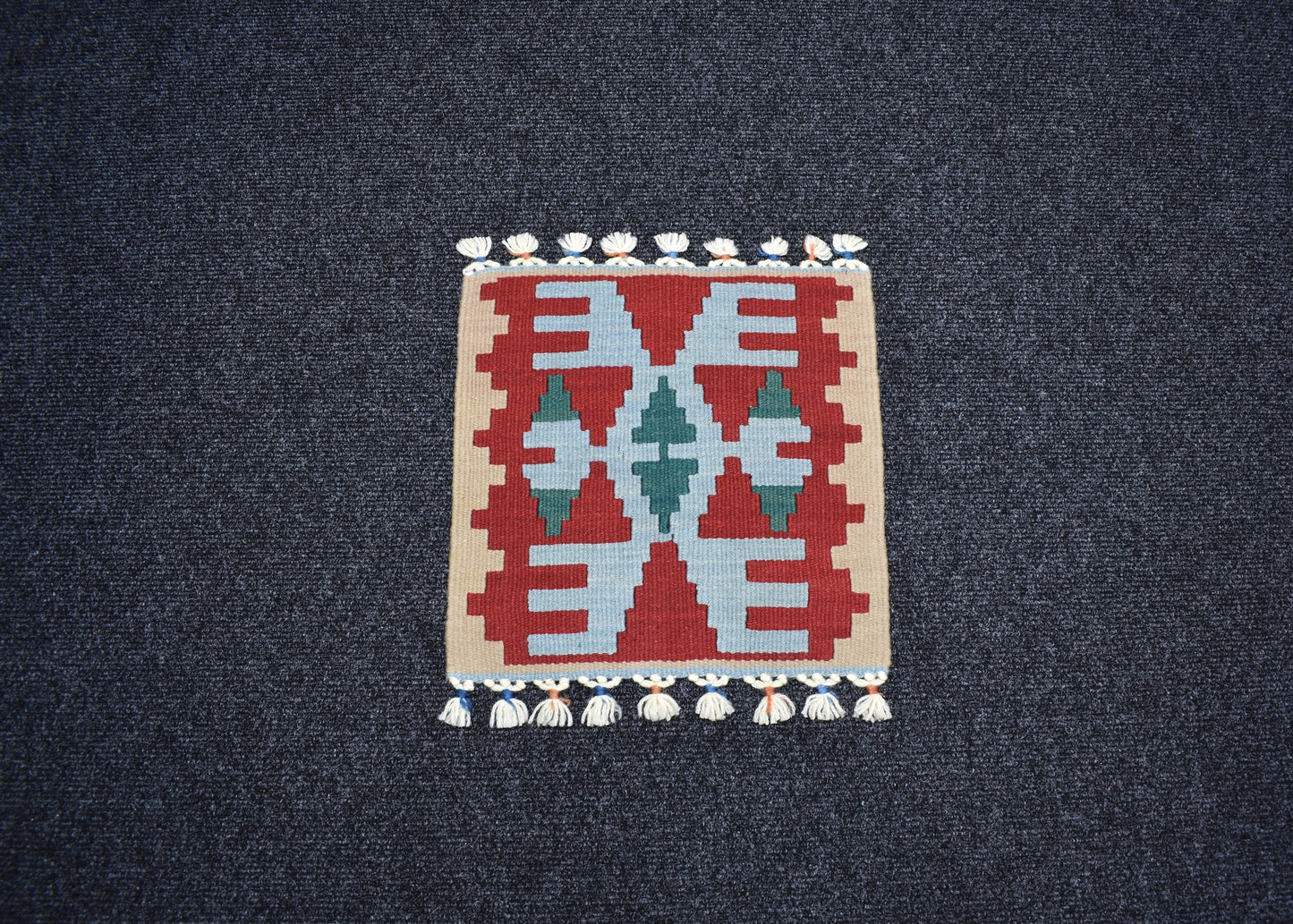 Yeni El Dokuma Kare Köşe Sandalye Minderi Pınarbaşı Kayseri Yün Kilim 7035