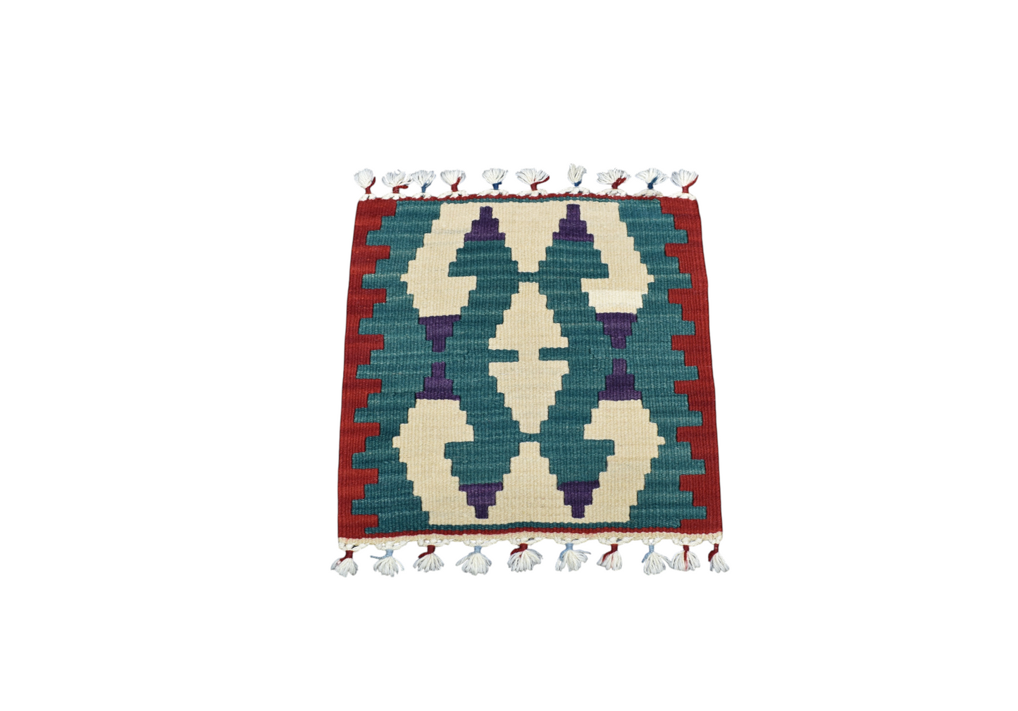 Yeni El Dokuma Kare Köşe Sandalye Minderi Pınarbaşı Kayseri Yün Kilim 7037
