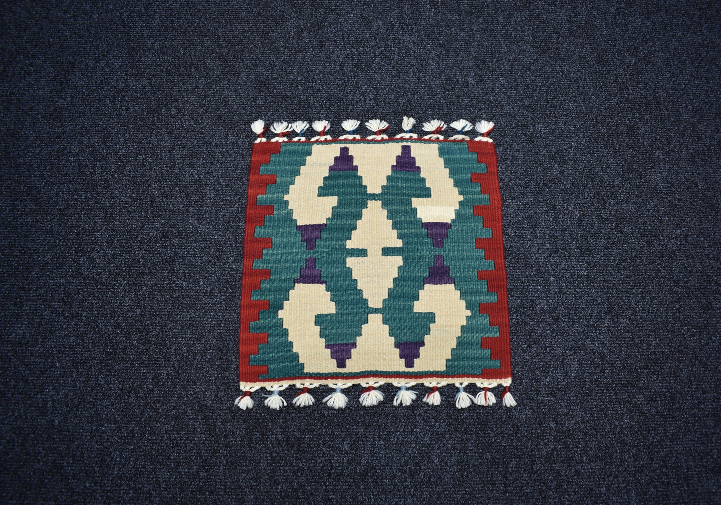 Yeni El Dokuma Kare Köşe Sandalye Minderi Pınarbaşı Kayseri Yün Kilim 7037