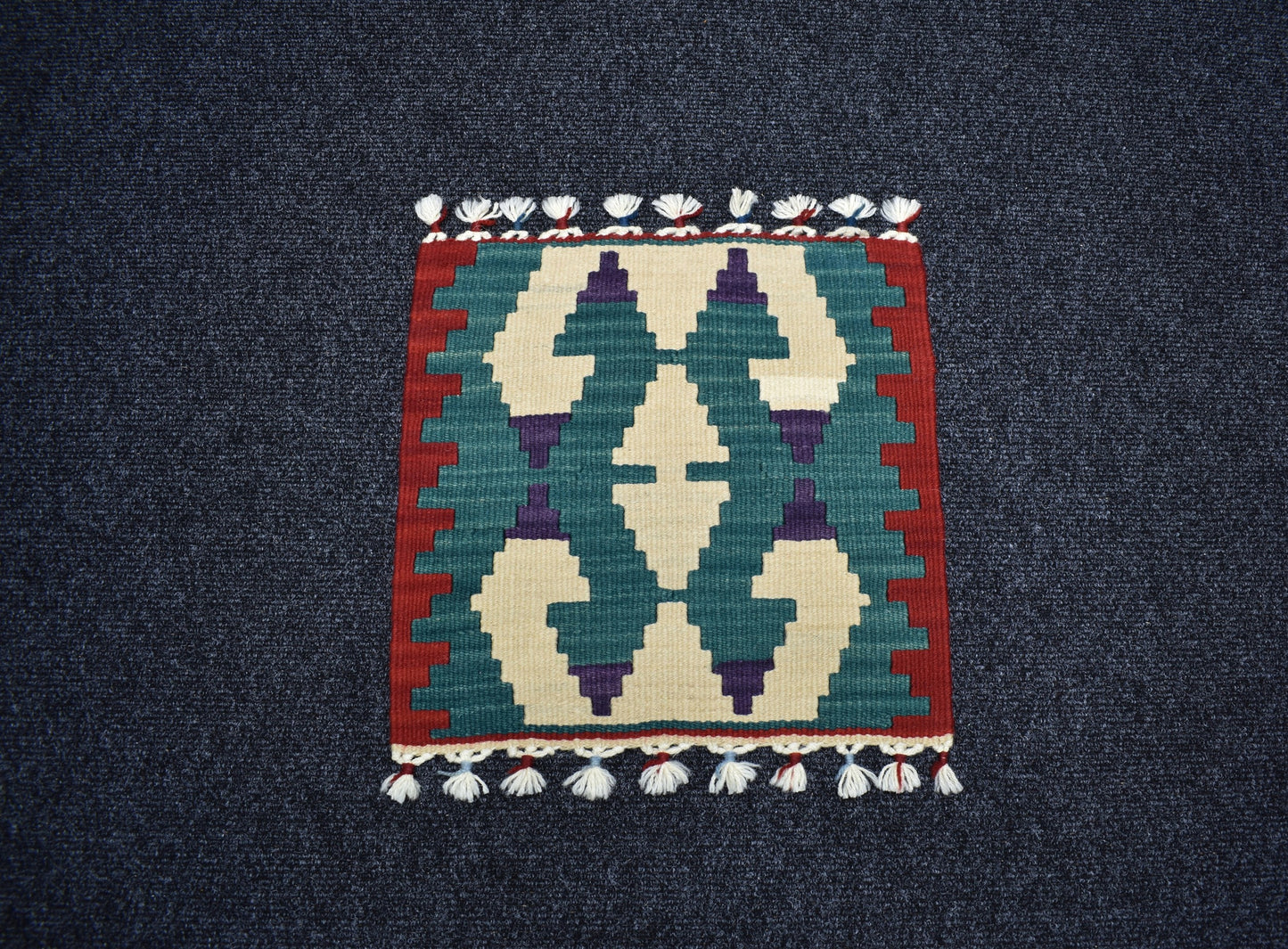 Yeni El Dokuma Kare Köşe Sandalye Minderi Pınarbaşı Kayseri Yün Kilim 7037