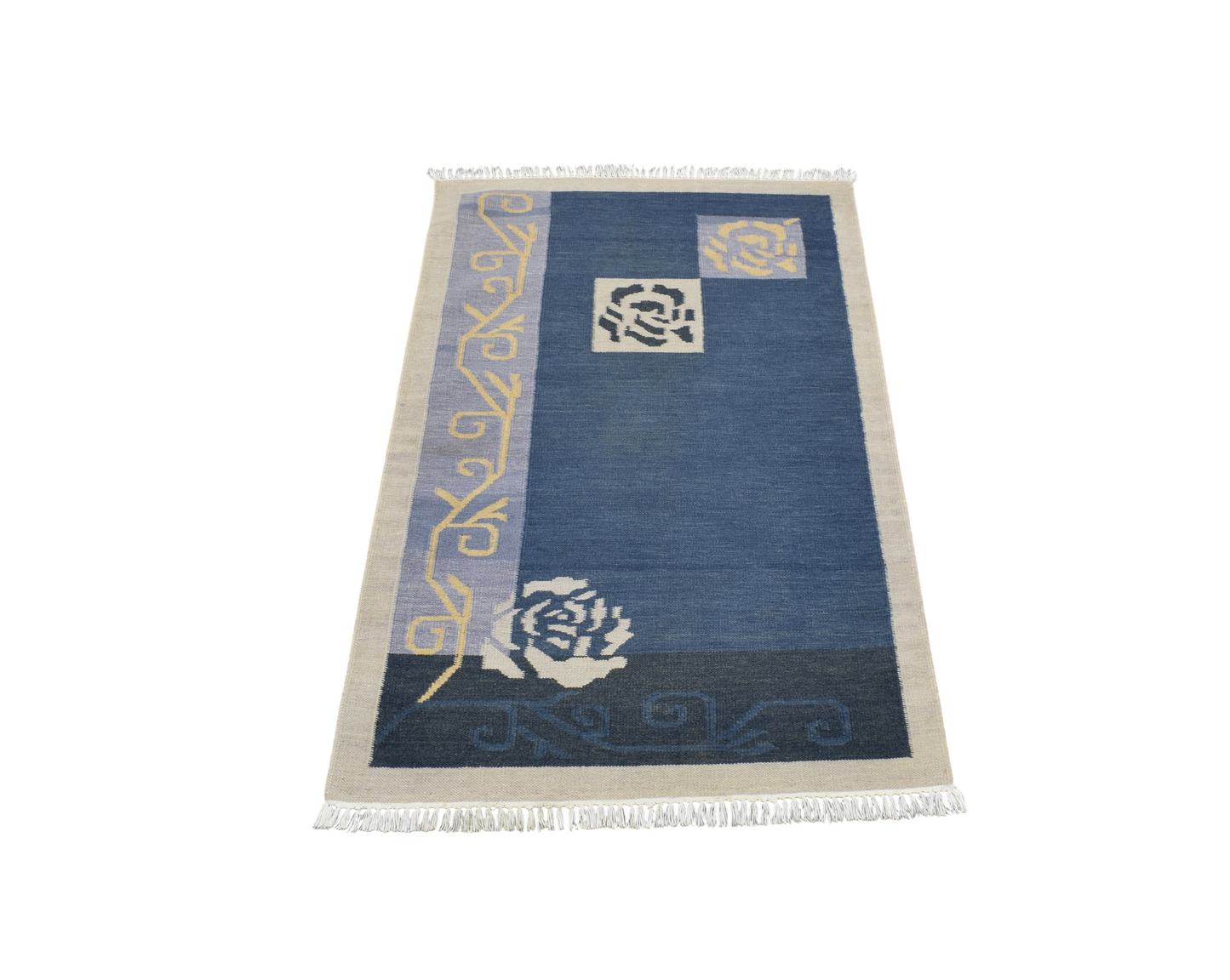 Yeni El Dokuma Nadir Modern Güllü Çiçekli Yün Kilim 7040