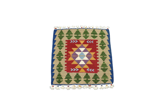 Yeni El Dokuma Kare Köşe Sandalye Minderi Pınarbaşı Kayseri Yün Kilim 7046