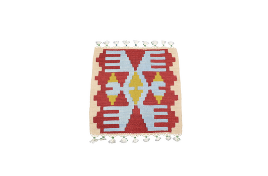 Yeni El Dokuma Kare Köşe Sandalye Minderi Pınarbaşı Kayseri Yün Kilim 7047