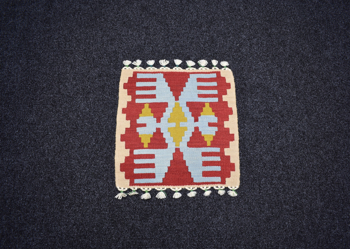 Yeni El Dokuma Kare Köşe Sandalye Minderi Pınarbaşı Kayseri Yün Kilim 7047