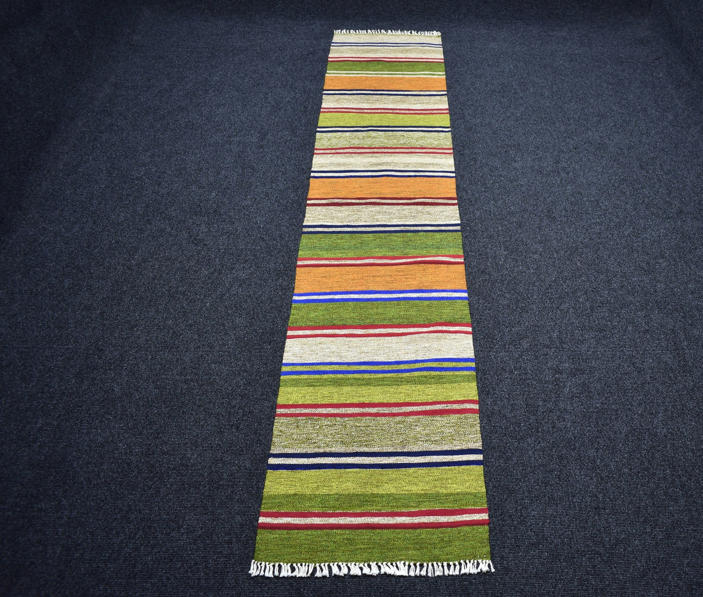 Yeni El Dokuma Capcanlı Rengarenk Balıkesir Bukleli Pamuklu Yolluk Kilim 7052
